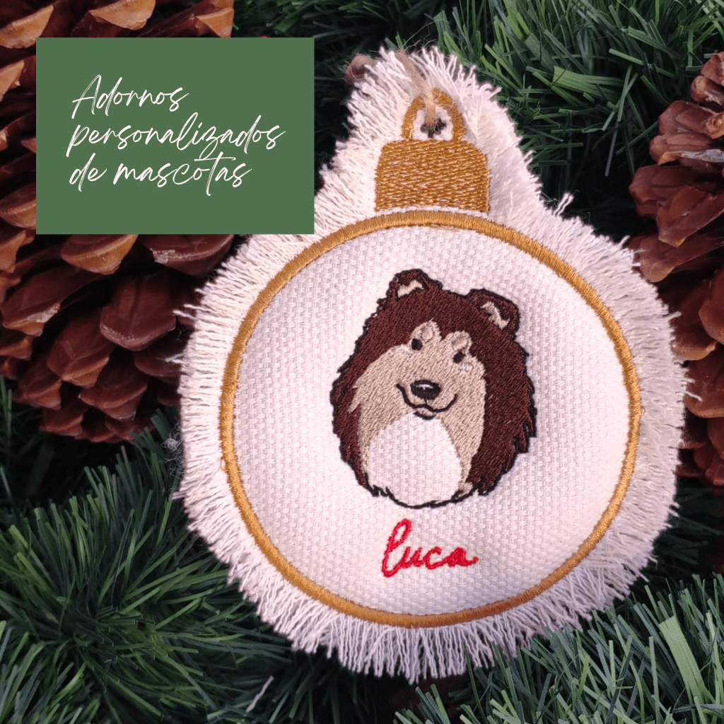 Adorno personalizado bordado con la cara de tu perro